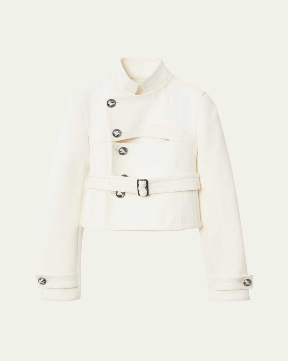 Giu Button-Panel Belted Slim Jacket